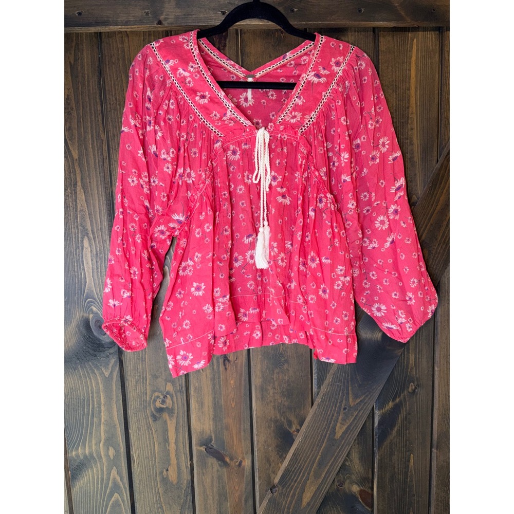 Free People Never A Dull Moment Blouse Boho Cottagecore Peasant Sz XS